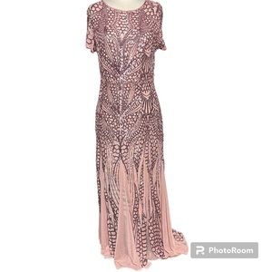 Maxi R&M Richards Dress with Embellishment and Satin Waist Tie